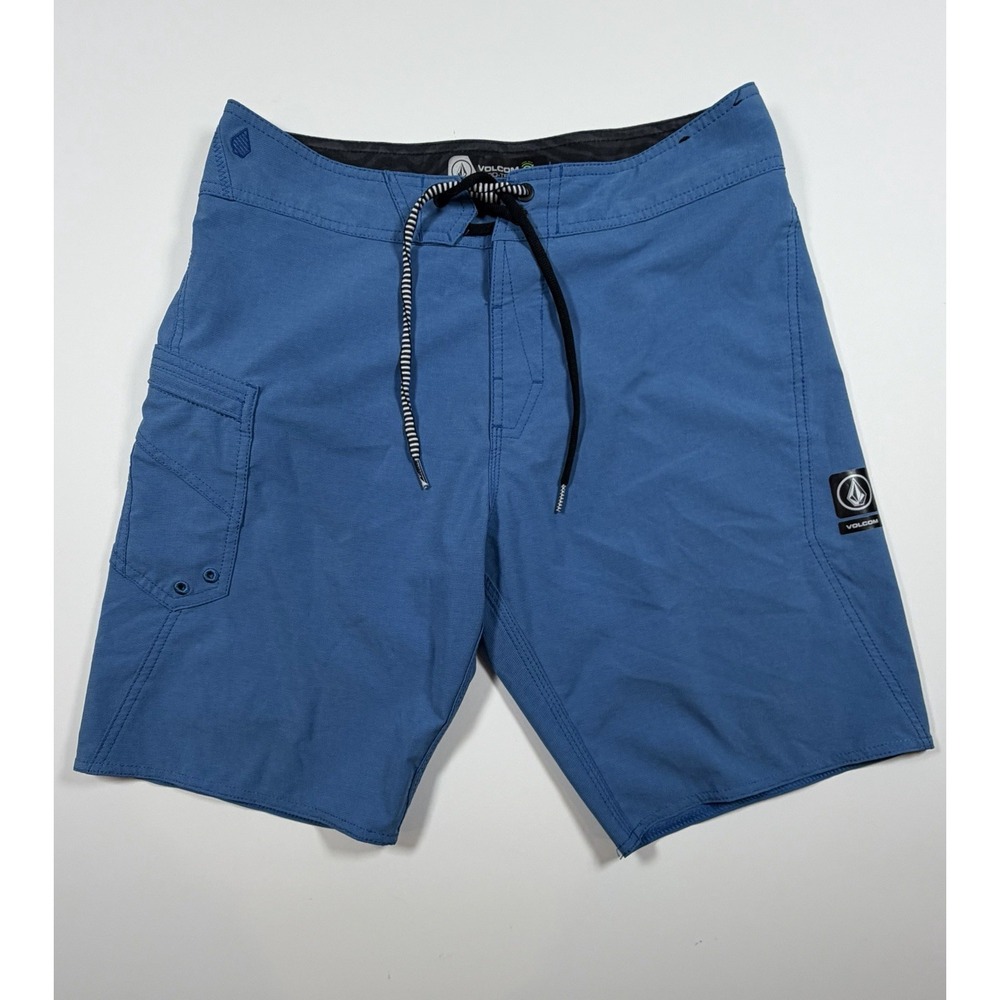 Volcom Mod-Tech Board Shorts Mens Size 30 Blue Stretch Swim Trunks Logo